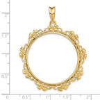 FJC Finejewelers 14 kt Yellow Gold Polished Flower Blossom 32.7mm Prong Coin Bezel Pendant