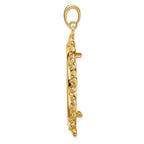 FJC Finejewelers 14 kt Yellow Gold Polished Flower Blossom 32.7mm Prong Coin Bezel Pendant