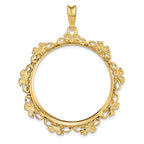 FJC Finejewelers 14 kt Yellow Gold Polished Flower Blossom 32.7mm Prong Coin Bezel Pendant