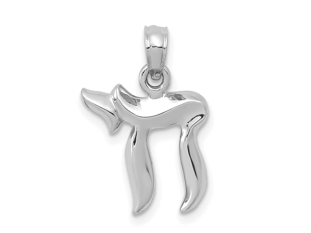 FJC Finejewelers 14 kt White Gold Themed Chai (life)  Charm 18 mm x 13 mm