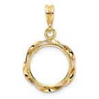 FJC Finejewelers 14 kt Yellow Gold Hand Twisted Ribbon 13.0mm Prong Coin Bezel Pendant