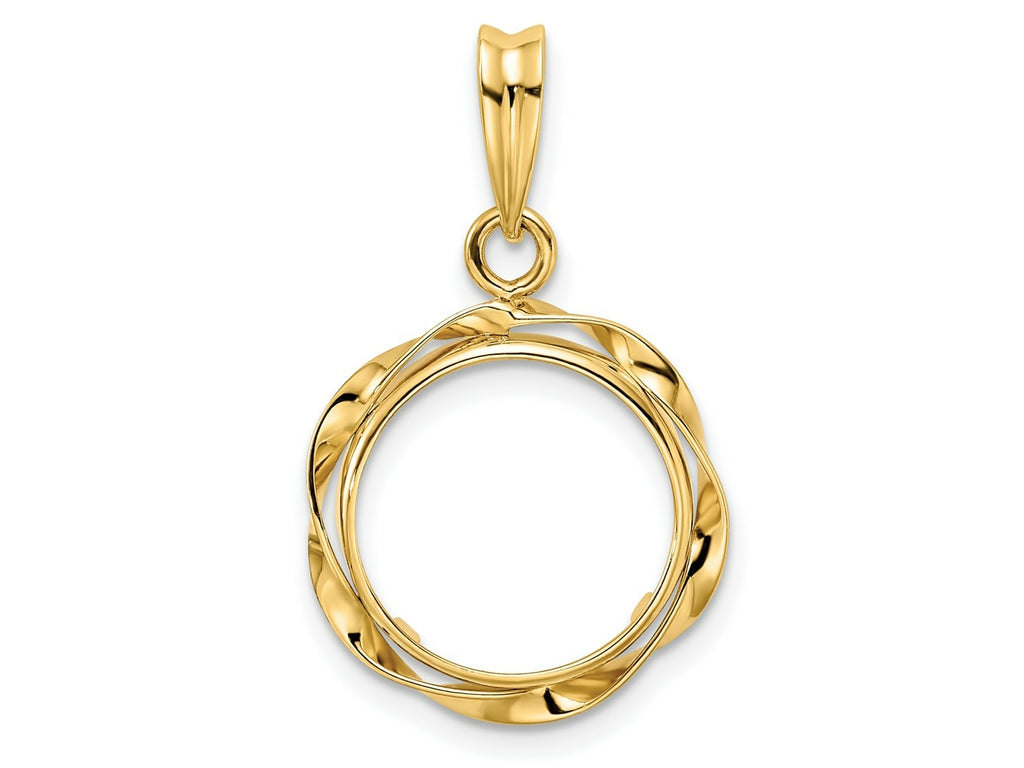 FJC Finejewelers 14 kt Yellow Gold Hand Twisted Ribbon 13.0mm Prong Coin Bezel Pendant