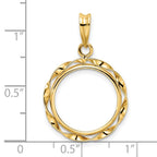 FJC Finejewelers 14 kt Yellow Gold Hand Twisted Ribbon Prong Coin Bezel Pendant 30 mm x 19 mm