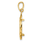 FJC Finejewelers 14 kt Yellow Gold Hand Twisted Ribbon Prong Coin Bezel Pendant 30 mm x 19 mm