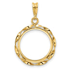 FJC Finejewelers 14 kt Yellow Gold Hand Twisted Ribbon Prong Coin Bezel Pendant 30 mm x 19 mm