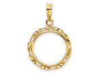 FJC Finejewelers 14 kt Yellow Gold Hand Twisted Ribbon Prong Coin Bezel Pendant 30 mm x 19 mm