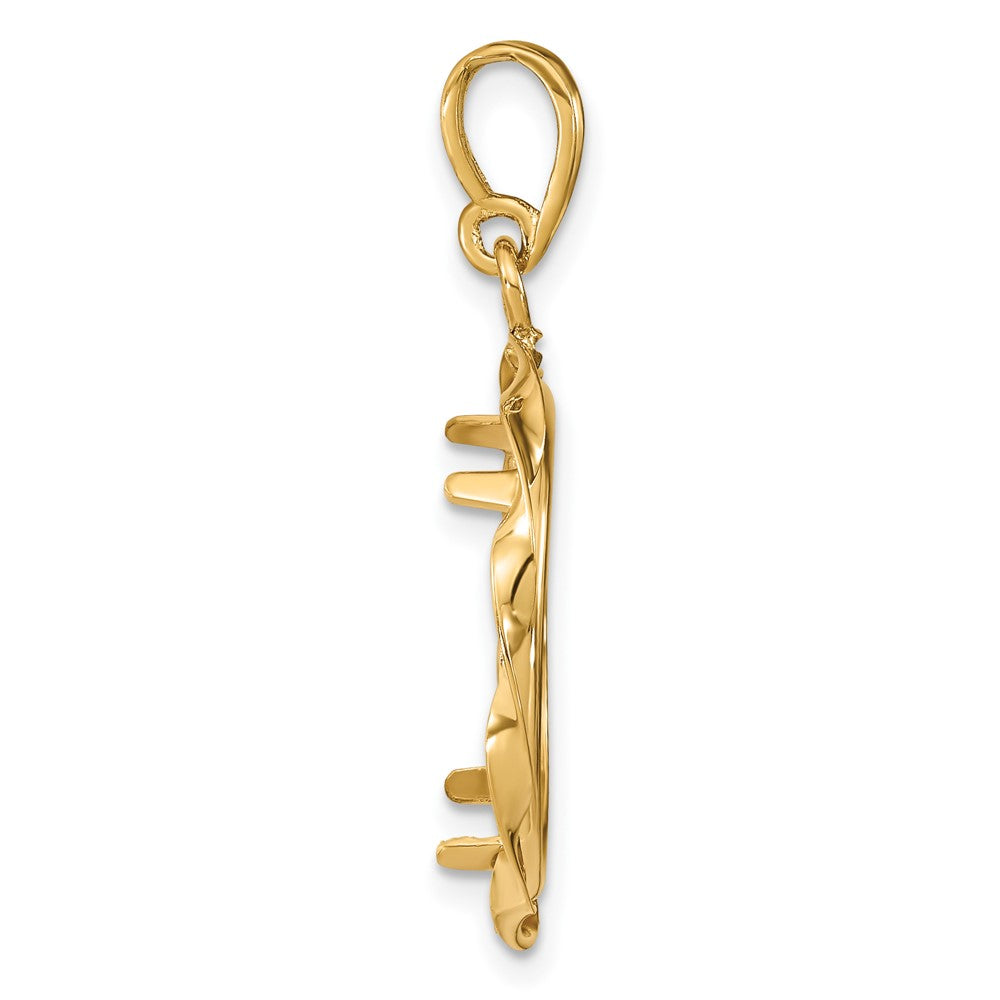 FJC Finejewelers 14 kt Yellow Gold Hand Twisted Ribbon 17.8mm Prong Coin Bezel Pendant