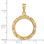FJC Finejewelers 14 kt Yellow Gold Hand Twisted Ribbon 17.8mm Prong Coin Bezel Pendant