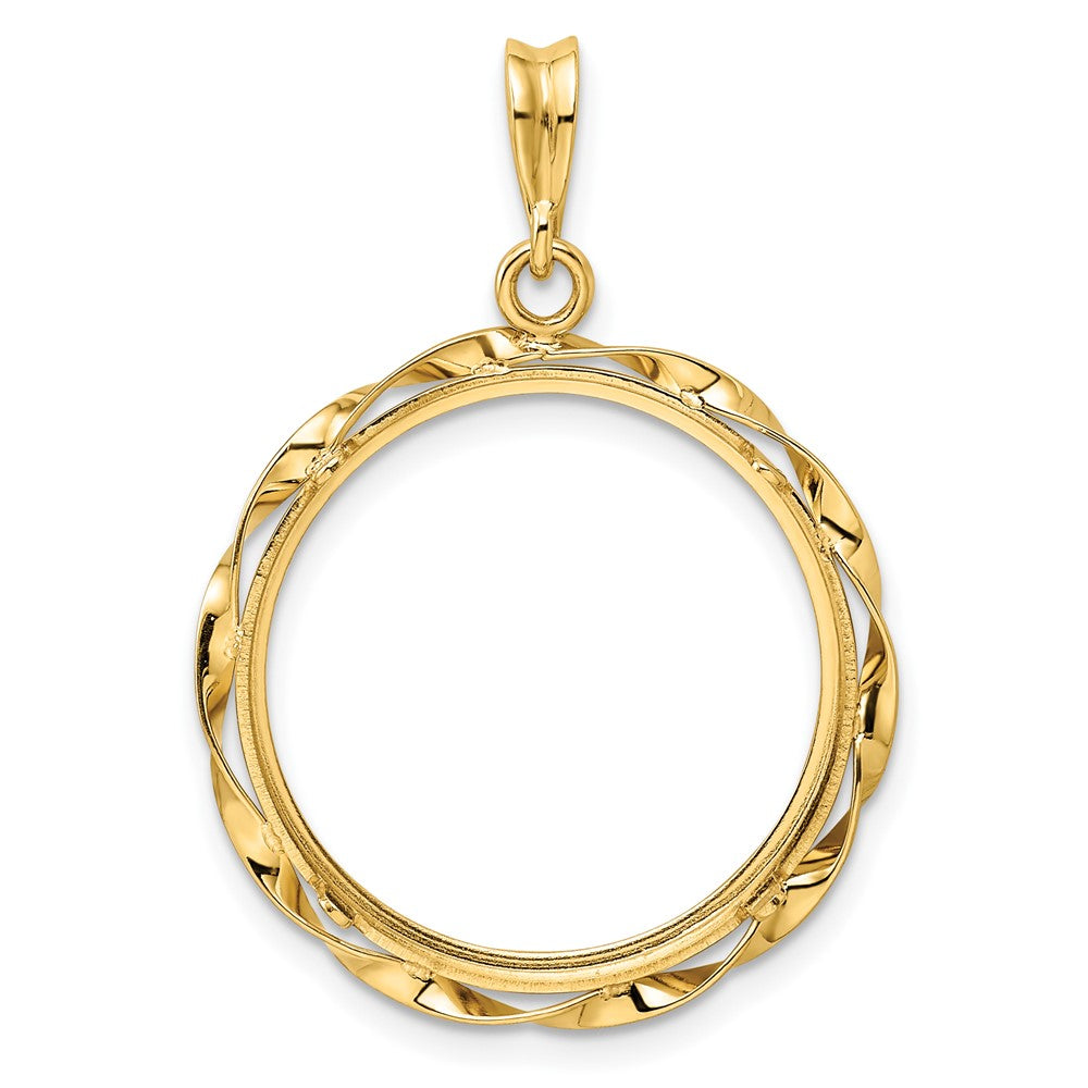 FJC Finejewelers 14 kt Yellow Gold Hand Twisted Ribbon 21.6mm Prong Coin Bezel Pendant