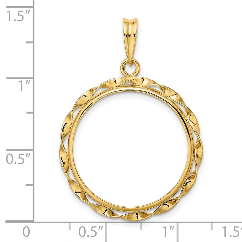 FJC Finejewelers 14 kt Yellow Gold Hand Twisted Ribbon 22.0mm Prong Coin Bezel Pendant