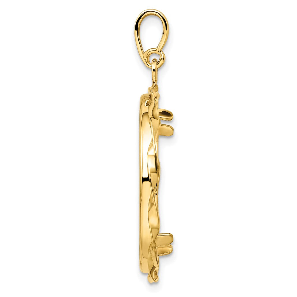 FJC Finejewelers 14 kt Yellow Gold Hand Twisted Ribbon 25.0mm Prong Coin Bezel Pendant