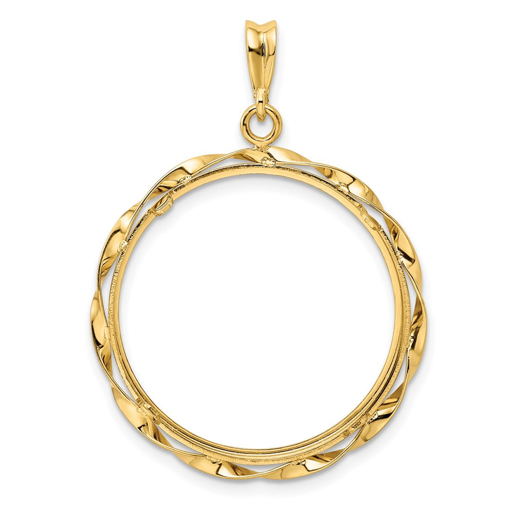 FJC Finejewelers 14 kt Yellow Gold Hand Twisted Ribbon 25.0mm Prong Coin Bezel Pendant