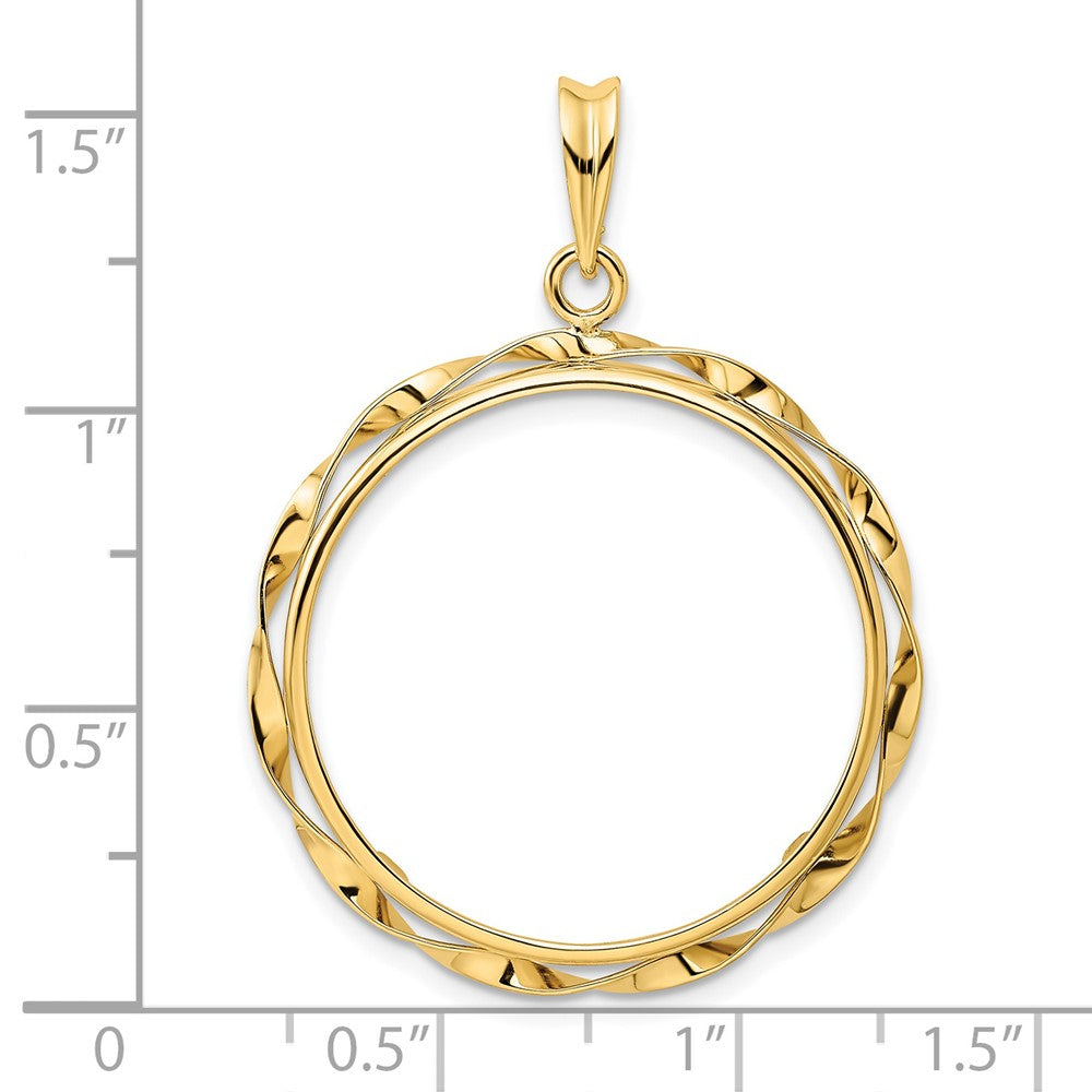 FJC Finejewelers 14 kt Yellow Gold Hand Twisted Ribbon 25.0mm Prong Coin Bezel Pendant