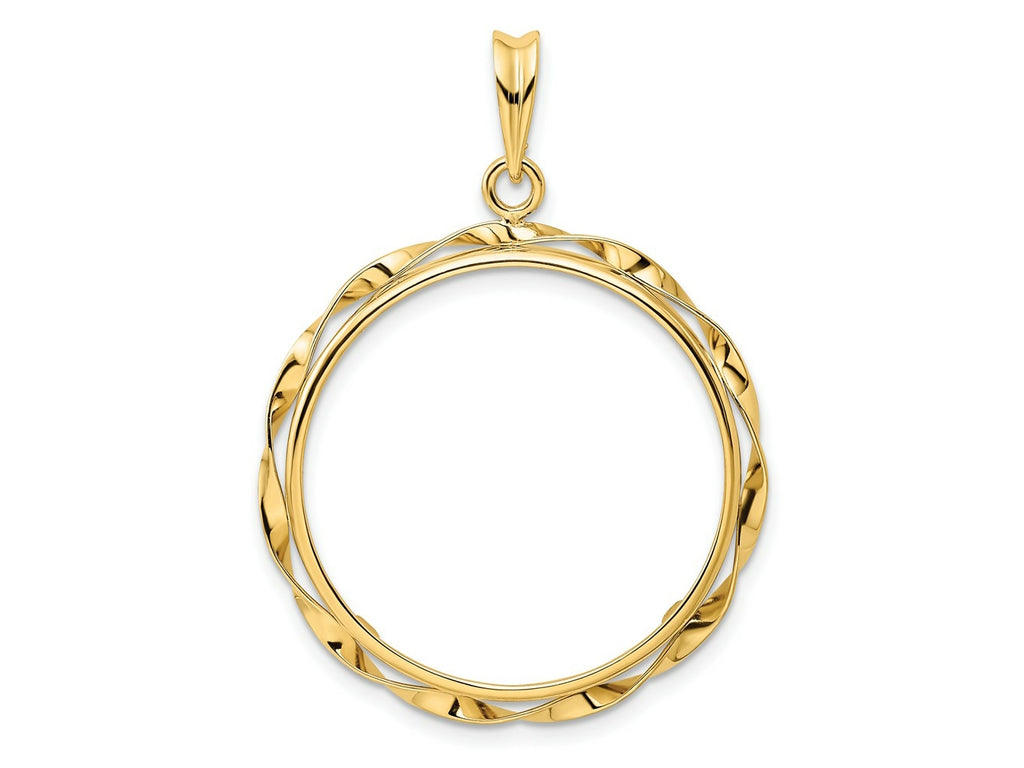 FJC Finejewelers 14 kt Yellow Gold Hand Twisted Ribbon 25.0mm Prong Coin Bezel Pendant