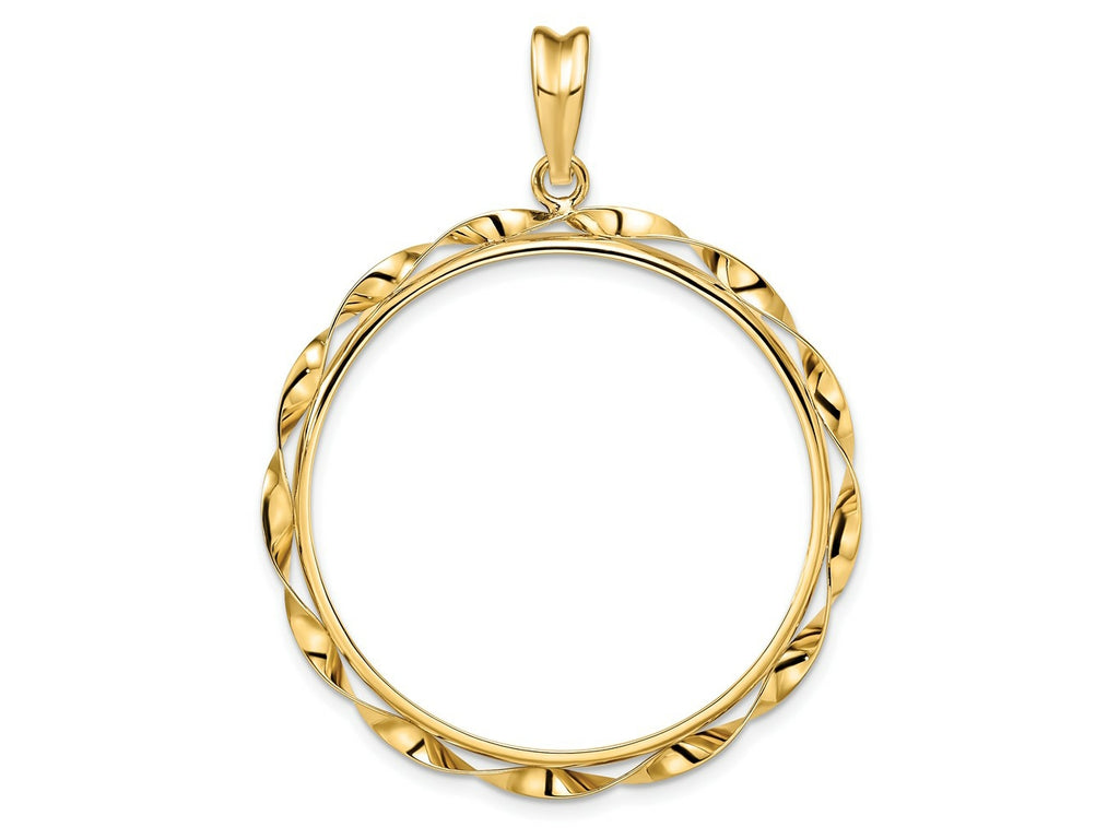 FJC Finejewelers 14 kt Yellow Gold Hand Twisted Ribbon 32.0mm Prong Coin Bezel Pendant
