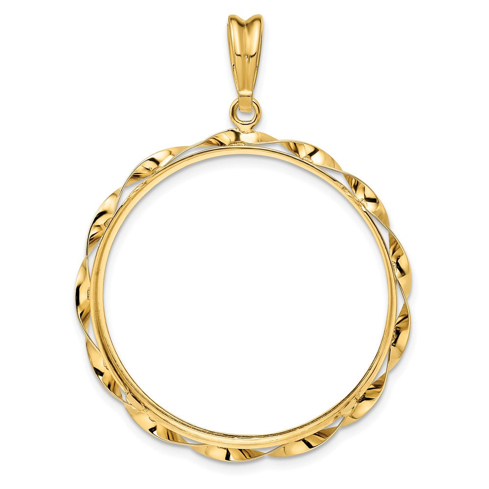 FJC Finejewelers 14 kt Yellow Gold Hand Twisted Ribbon 32.7mm Prong Coin Bezel Pendant