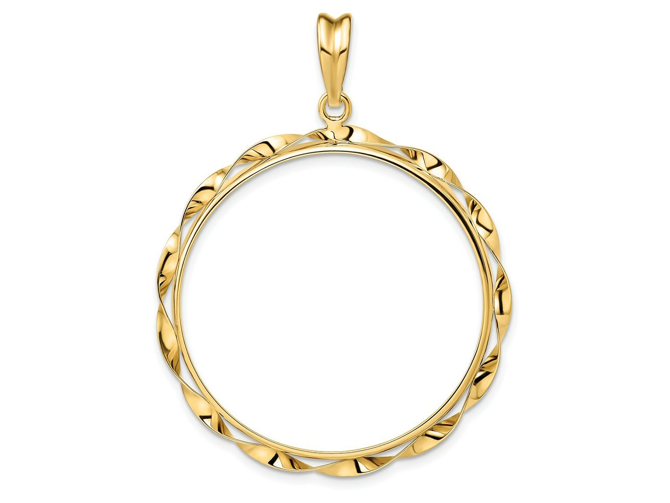 FJC Finejewelers 14 kt Yellow Gold Hand Twisted Ribbon 32.7mm Prong Coin Bezel Pendant