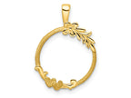 FJC Finejewelers 14 kt Yellow Gold and Satin Floral Design 14.0mm Prong Coin Bezel Pendant