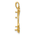 FJC Finejewelers 14 kt Yellow Gold and Satin Floral Design 16.5mm Prong Coin Bezel Pendant