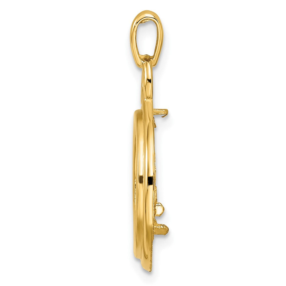 FJC Finejewelers 14 kt Yellow Gold Polished Loop and Knot 14.0mm Prong Coin Bezel Pendant