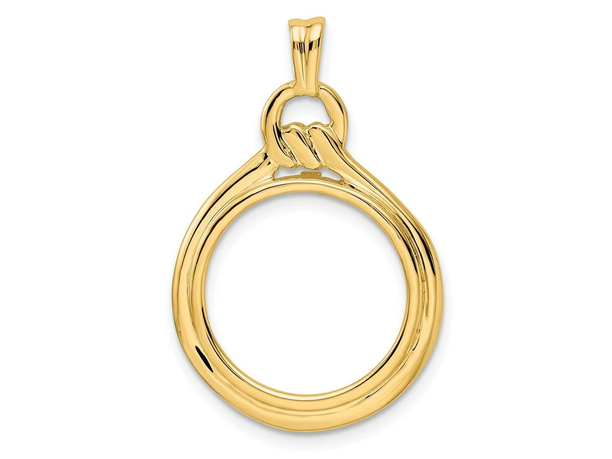 FJC Finejewelers 14 kt Yellow Gold Polished Loop and Knot 16.5mm Prong Coin Bezel Pendant