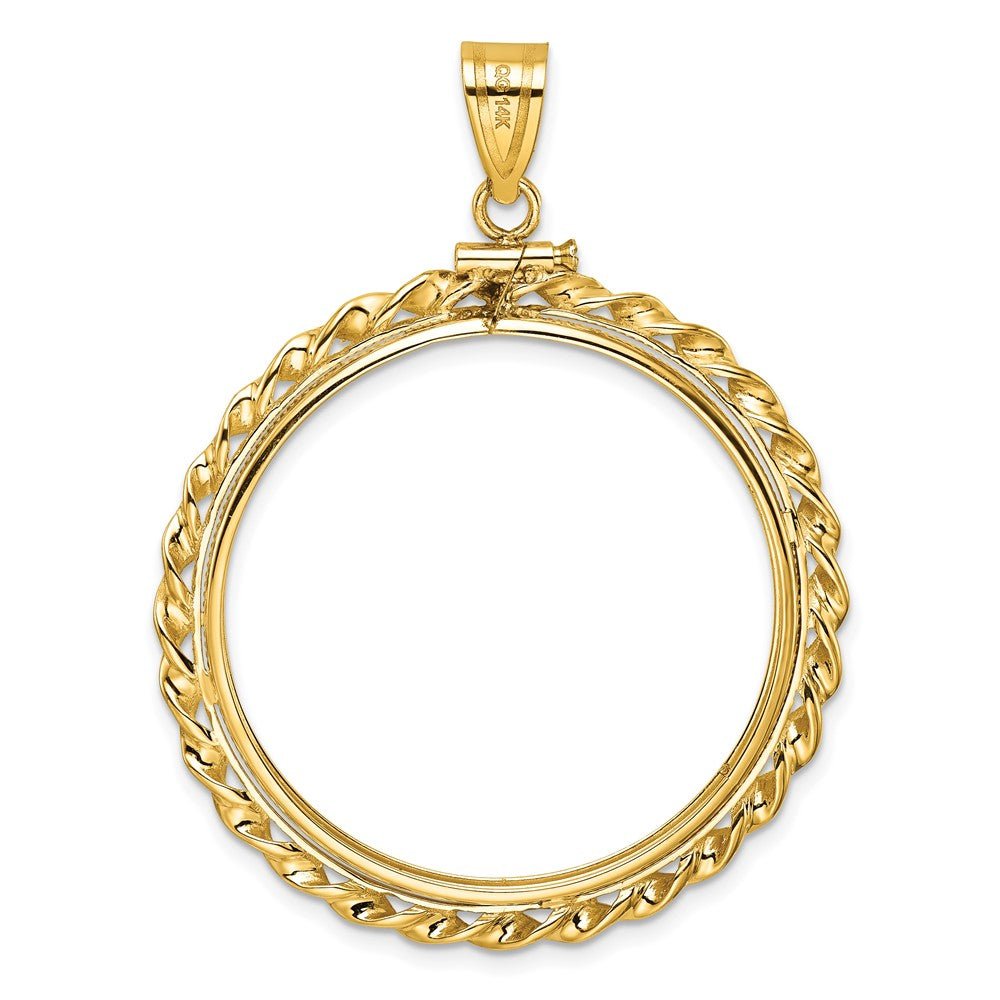 FJC Finejewelers 14 kt Yellow Gold Wide Twisted Wire 32.0mm x 2.85mm Screw Top Coin Bezel Pendant