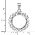 FJC Finejewelers 14 kt White Gold Polished Fancy 16.5mm Prong Coin Bezel Pendant