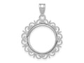 FJC Finejewelers 14 kt White Gold Polished Fancy 16.5mm Prong Coin Bezel Pendant