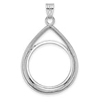 FJC Finejewelers 14 kt White Gold Lightweight Teardrop 22.0mm Prong Coin Bezel Pendant
