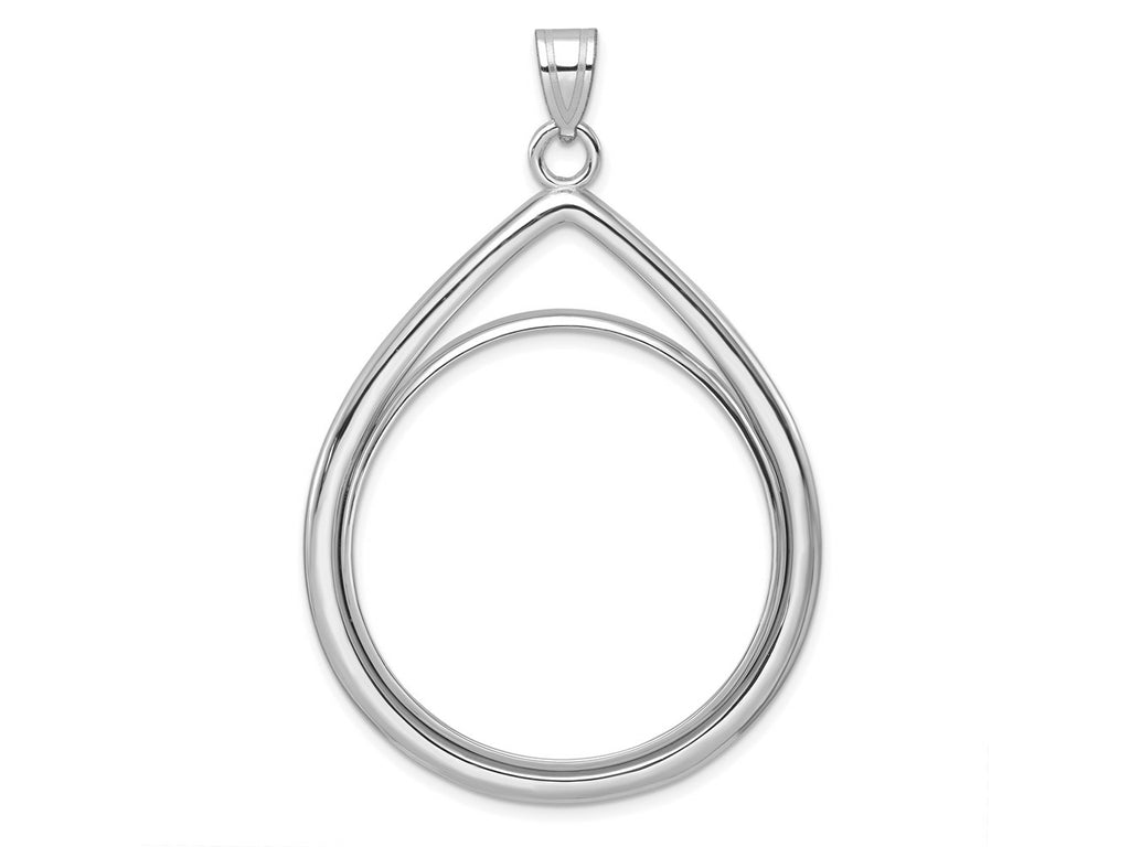 FJC Finejewelers 14 kt White Gold Lightweight Teardrop 32.7mm Prong Coin Bezel Pendant