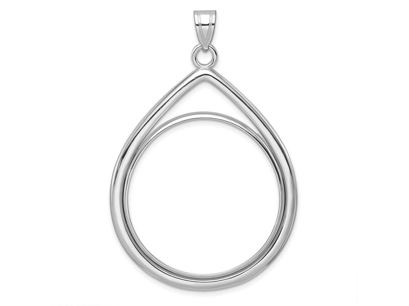 FJC Finejewelers 14 kt White Gold Lightweight Teardrop 32.7mm Prong Coin Bezel Pendant