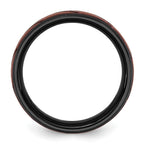 FJC Finejewelers Ceramic Black Polished with Red IP-plated Scratch Finish Grooved Center Wedding Band 8 mm