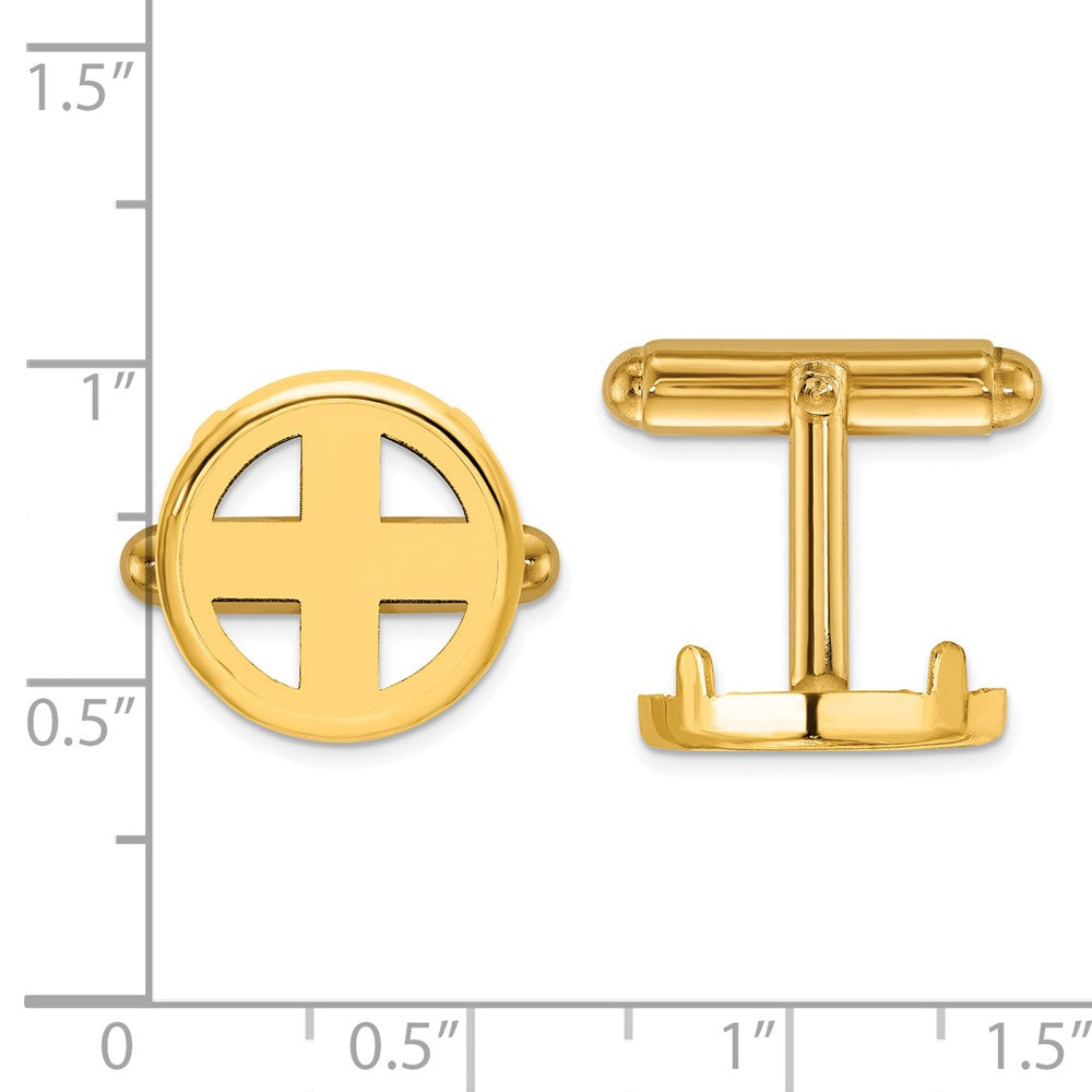 FJC Finejewelers 14 kt Yellow Gold Men's Polished Classic 14.0mm Coin Bezel Cuff Links