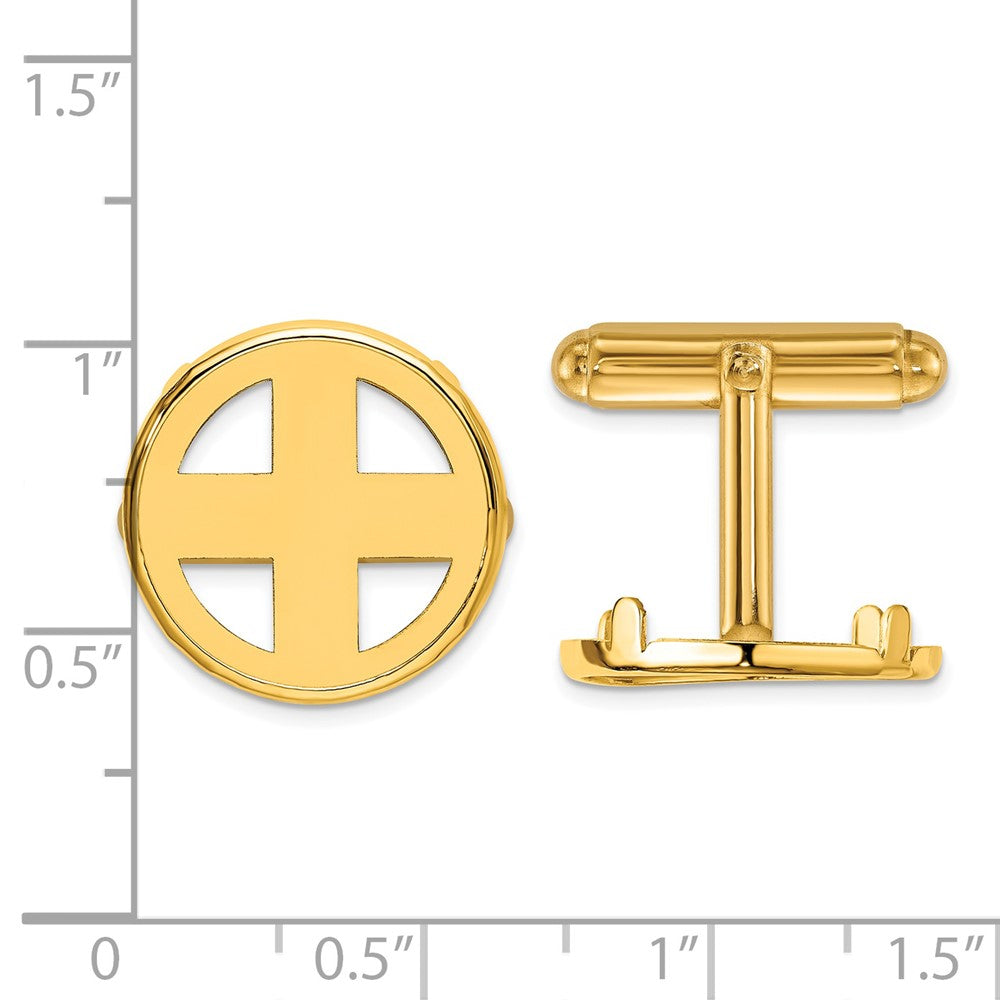 FJC Finejewelers 14 kt Yellow Gold Men's Polished Classic 16.5mm Coin Bezel Cuff Links