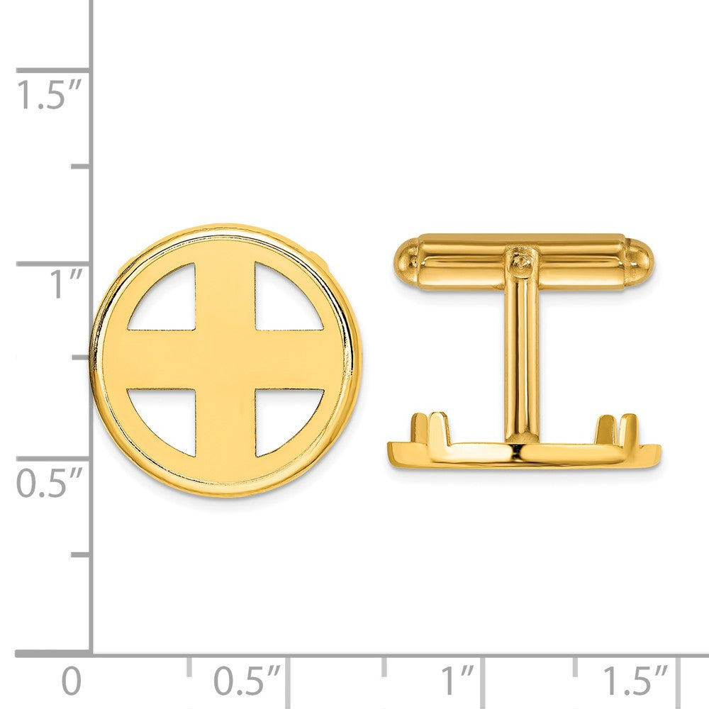 FJC Finejewelers 14 kt Yellow Gold Men's Polished Classic 17.8mm Coin Bezel Cuff Links