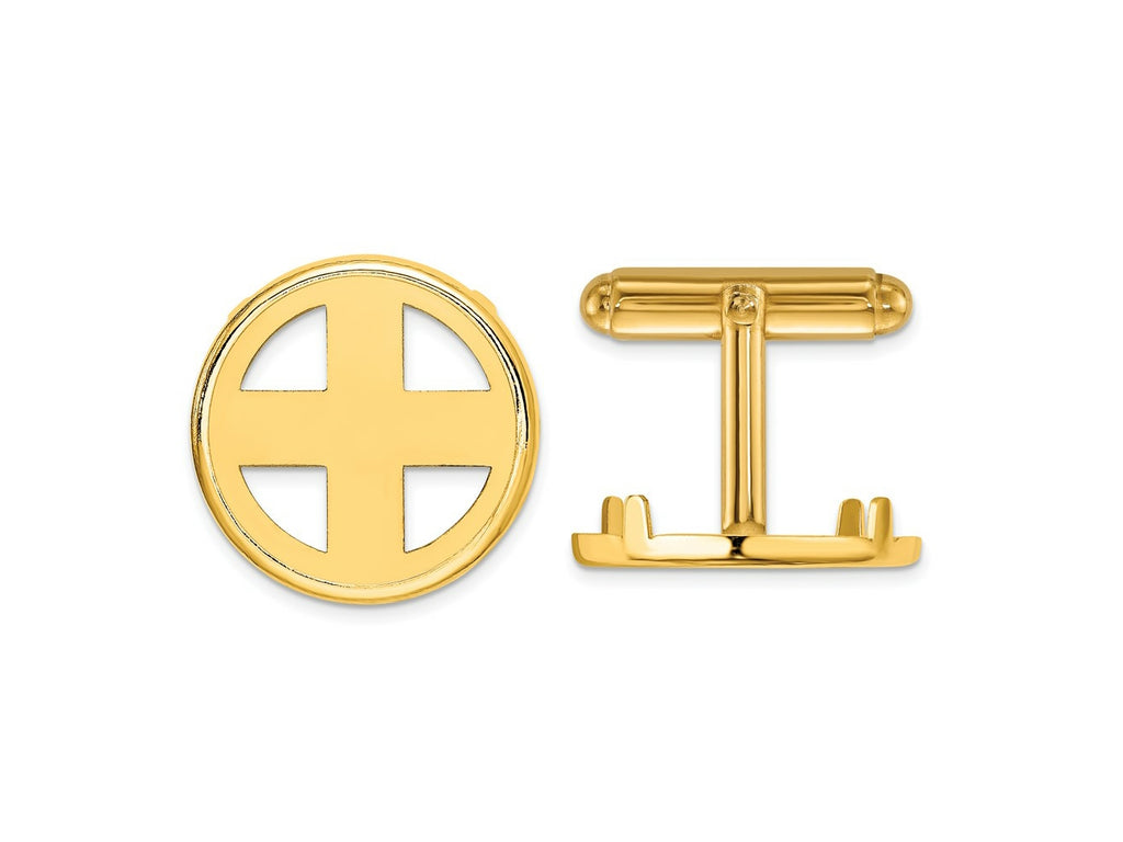 FJC Finejewelers 14 kt Yellow Gold Men's Polished Classic 17.8mm Coin Bezel Cuff Links