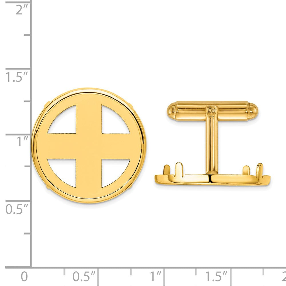 FJC Finejewelers 14 kt Yellow Gold Men's Polished Classic 21.6mm Coin Bezel Cuff Links