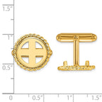 FJC Finejewelers 14 kt Yellow Gold Men's Polished Twisted Wire 13.0mm Coin Bezel Cuff Links