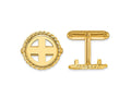 FJC Finejewelers 14 kt Yellow Gold Men's Polished Twisted Wire 13.0mm Coin Bezel Cuff Links