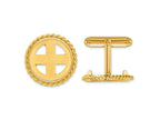 FJC Finejewelers 14 kt Yellow Gold Men's Polished Twisted Wire 16.5mm Coin Bezel Cuff Links