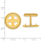 FJC Finejewelers 14 kt Yellow Gold Men's Polished Twisted Wire 17.8mm Coin Bezel Cuff Links