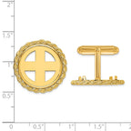 FJC Finejewelers 14 kt Yellow Gold Men's Polished Rope 17.8mm Coin Bezel Cuff Links