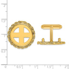 FJC Finejewelers 14 kt Yellow Gold Men's Polished Rope 18.0mm Coin Bezel Cuff Links