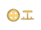 FJC Finejewelers 14 kt Yellow Gold Men's Polished Rope 18.0mm Coin Bezel Cuff Links