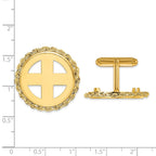 FJC Finejewelers 14 kt Yellow Gold Men's Polished Rope 22.0mm Coin Bezel Cuff Links