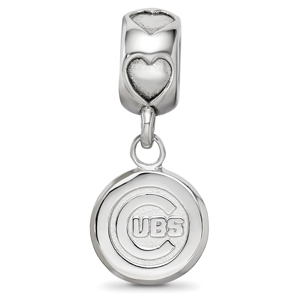 LogoArt 925 Sterling Silver Rhodium Plated Chicago Cubs C Heart MLB Bead 24 x 10 mm