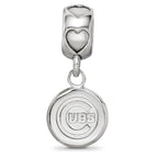 LogoArt 925 Sterling Silver Rhodium Plated Chicago Cubs C Heart MLB Bead 24 x 10 mm