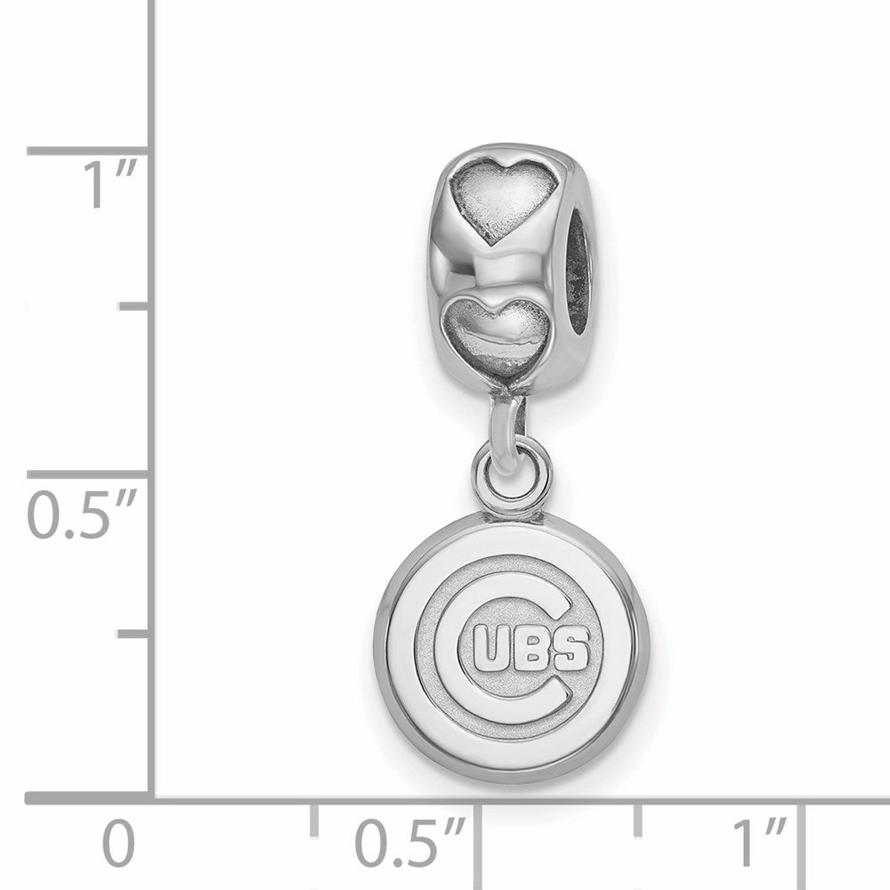 LogoArt 925 Sterling Silver Rhodium Plated Chicago Cubs C Heart MLB Bead 24 x 10 mm