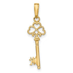 FJC Finejewelers 14 kt Yellow Gold Polished 3-D Hearts Key Charm 27 x 9 mm