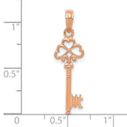 FJC Finejewelers 14 kt Rose Gold Polished 3-D Hearts Key Charm 7 mm